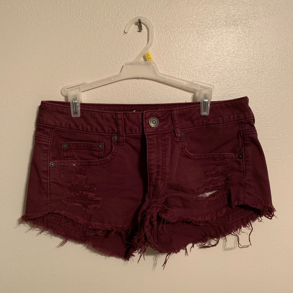 American eagle maroon denim shorts